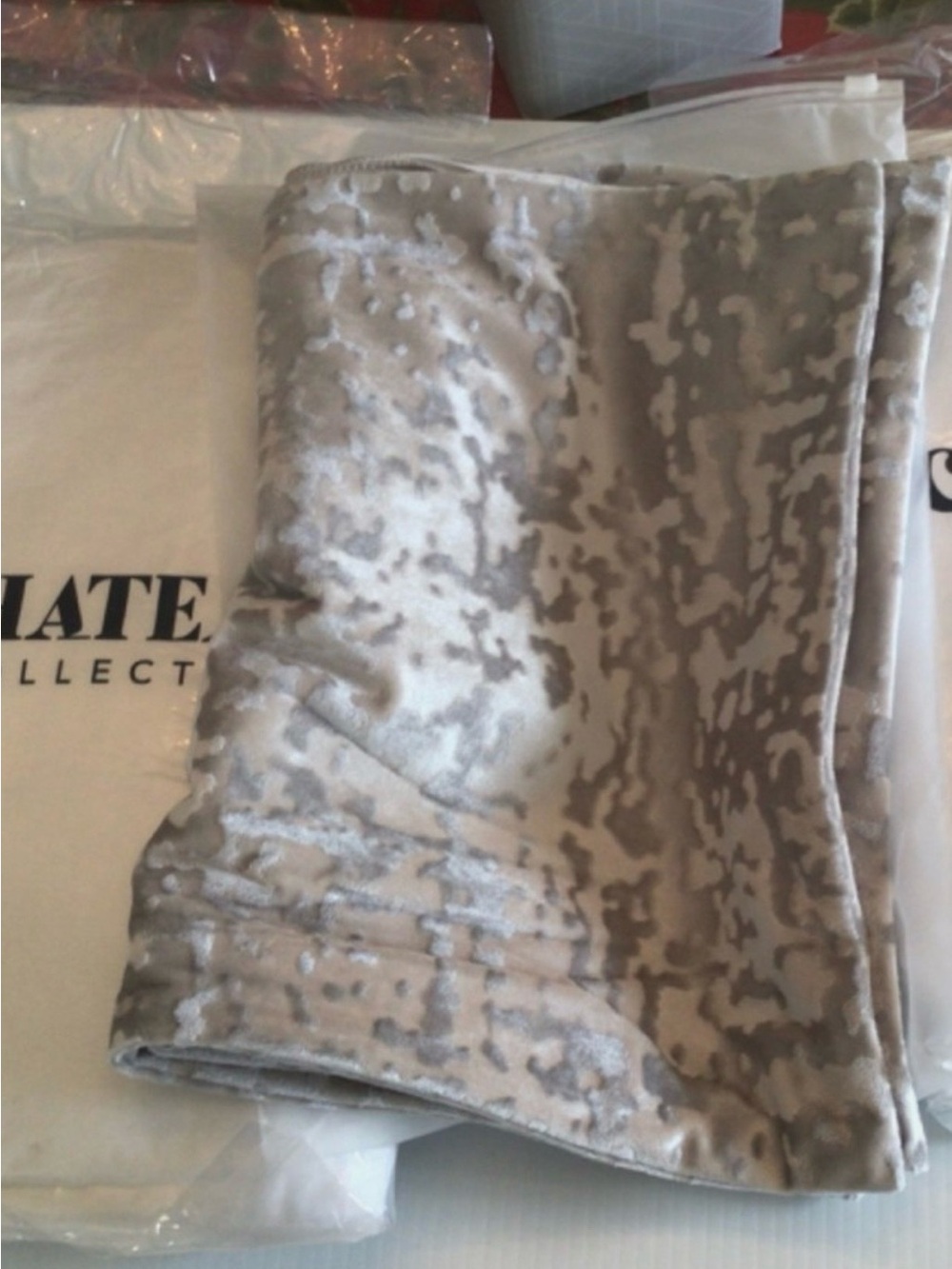 Plush Velvet Decorative Throw Blanket - Silver/Taupe Pattern